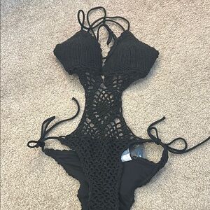 Abercrombie Black Crochet Swim Suit